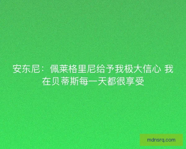 安东尼：佩莱格里尼给予我极大信心 我在贝蒂斯每一天都很享受